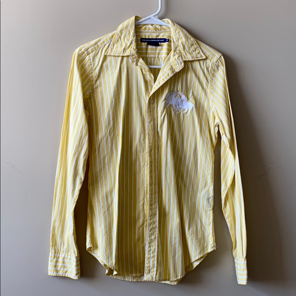 Ralph Lauren yellow white blouse Sz 6